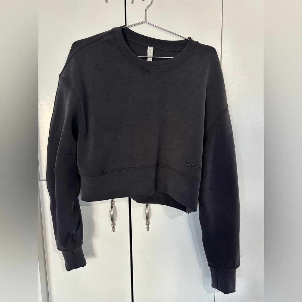 lululemon athletica Black Cropped Crewneck Sweater